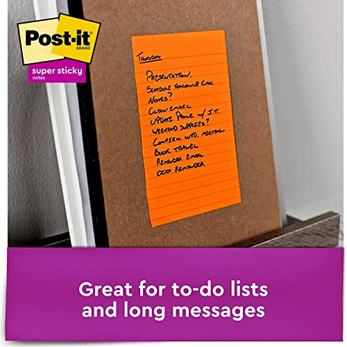 Post-it 5845SSUC Pads in Rio de Janeiro Colors, Lined, 5 x 8, 45-Sheet, 4/Pack