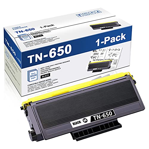 MaxColor TN650 1 Pack Black,Compatible TN650 High Yield Toner Cartridge Replacement for Brother HL5240 5270DN 5250DNDNT DCP8080DN 8060 8085DN MFC8460N 8470DN 8370 Printer Toner Cartridge