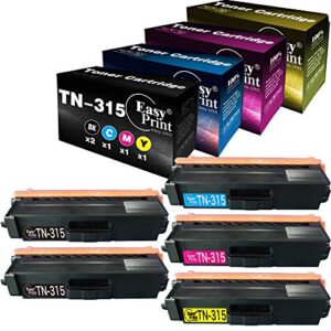 easyprint (5-pack, high yield) compatible tn-310 tn-315 toner cartridge tn310 tn315 used for brother hl-4140cn/4150cdn/4570cdwt, mfc-9460cdn/9560cdn/9970cdn,dcp-9055cdn/9270cdn, (2xbk, 1xc, 1xm, 1xy)