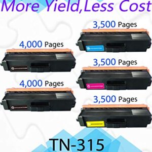 EASYPRINT (5-Pack, high Yield) Compatible TN-310 TN-315 Toner Cartridge TN310 TN315 Used for Brother HL-4140CN/4150CDN/4570CDWT, MFC-9460CDN/9560CDN/9970CDN,DCP-9055CDN/9270CDN, (2xBK, 1xC, 1xM, 1xY)