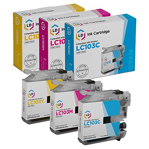 LD Compatible Ink Cartridge Replacement for Brother LC101 (Cyan, Magenta, Yellow, 3-Pack)