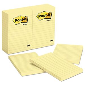 3m 660yw post-it lined notes, 4 x 6, 100 sheets/pad, canary yellow, 12/pack