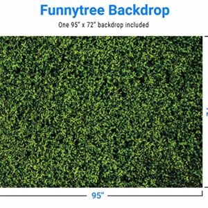 Funnytree 95" x 72" Nature Green Lawn Leaves Backdrop for Photography Background Greenery Grass Floordrop Pictures Party Ground Decor Outdoorsy Newborn Baby Shower Lover Wedding Photo Studio