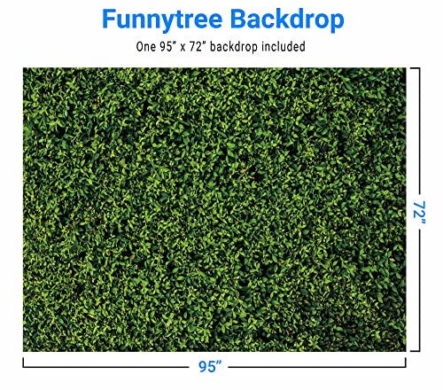 Funnytree 95" x 72" Nature Green Lawn Leaves Backdrop for Photography Background Greenery Grass Floordrop Pictures Party Ground Decor Outdoorsy Newborn Baby Shower Lover Wedding Photo Studio