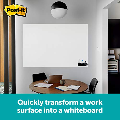 Post-it Flex Write Surface, Permanent Marker Wipes Away with Super-Hydrophilic Technology, 8 ft x 4 ft, White Dry Erase Whiteboard Film (FWS8X4)