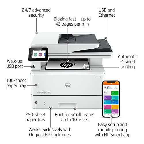 HP LaserJet Pro MFP 4101fdne Black & White Printer with HP+ Smart Office Features and Fax