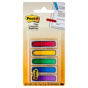 post-its arrow flags, assorted primary colors 34k8z.47 in. wide, 100/on-the-go dispenser, 1 dispenser/pack