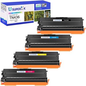 superink toner cartridge replacement compatible for brother tn436 tn-436 tn436bk tn436c tn436m tn436y hl-l8360cdw l9310cdw mfc-l8900cdw l9570cdw 4 color set high yield