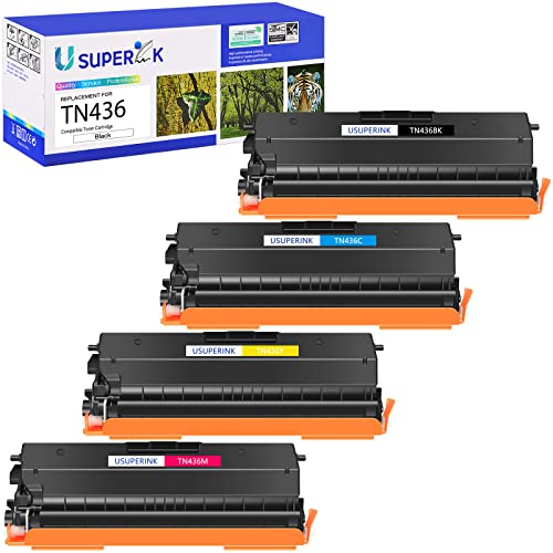 SuperInk Toner Cartridge Replacement Compatible for Brother TN436 TN-436 TN436BK TN436C TN436M TN436Y HL-L8360CDW L9310CDW MFC-L8900CDW L9570CDW 4 Color Set High Yield