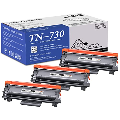 TN730 Toner Cartridge Compatible 3 Pack TN-730 Black Replacement for Brother TN730 TN-730 for Brother DCP-L2550DW MFC-L2710DW L2750DW L2750DWXL HL-L2350DW L2370DW/DWXL L2390DW L2395DW Printer