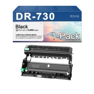 drawn dr730 drum unit (1 black) compatible dr-730 high yield drum replacement for brother mfc-l2710dw mfc-l2750dw hl-l2370dw hl-l2350dw hl-l2390dw dcp-l2550dw printer
