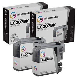 ld compatible ink cartridge replacement for brother lc207bk super high yield (black, 2-pack)
