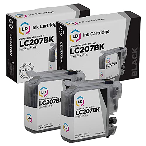 LD Compatible Ink Cartridge Replacement for Brother LC207BK Super High Yield (Black, 2-Pack)