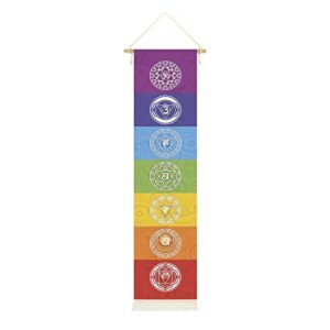 Hanging Poster Canvas Wall Art Banner For Meditation 7 Chakra Mandala Yoga Painting | Wall Hanging Yoga Tapestry Decoration With 1 Tassel Decor Tapestry Decoration For Meditation Studio Room