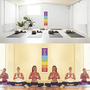 Hanging Poster Canvas Wall Art Banner For Meditation 7 Chakra Mandala Yoga Painting | Wall Hanging Yoga Tapestry Decoration With 1 Tassel Decor Tapestry Decoration For Meditation Studio Room