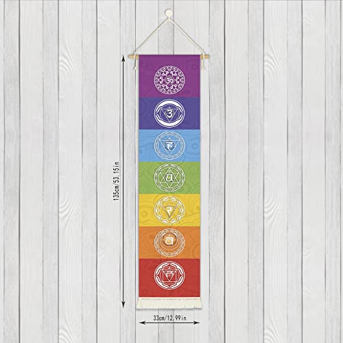 Hanging Poster Canvas Wall Art Banner For Meditation 7 Chakra Mandala Yoga Painting | Wall Hanging Yoga Tapestry Decoration With 1 Tassel Decor Tapestry Decoration For Meditation Studio Room