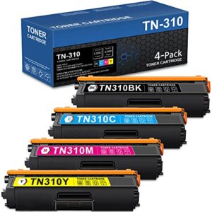 nucala tn310bk tn310c tn310m tn310y: compatible tn-310bk tn-310c tn-310m tn-310y toner cartridge replacement for brother hl-4150cdn hl-4140cw hl-4570cdw mfc-9650cdw mfc-9970cdw printer (4-pack, kcmy)