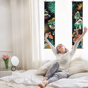 2 Pcs Mushroom Tapestry Banner Hippie Wall Decoration Eyes Ocean Room Wall Hanging Peacock Bohemian Colorful Abstract Mushroom Backdrop Photography Background for Home Aesthetic Decor Room Bedroom