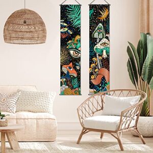 2 Pcs Mushroom Tapestry Banner Hippie Wall Decoration Eyes Ocean Room Wall Hanging Peacock Bohemian Colorful Abstract Mushroom Backdrop Photography Background for Home Aesthetic Decor Room Bedroom