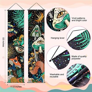 2 Pcs Mushroom Tapestry Banner Hippie Wall Decoration Eyes Ocean Room Wall Hanging Peacock Bohemian Colorful Abstract Mushroom Backdrop Photography Background for Home Aesthetic Decor Room Bedroom