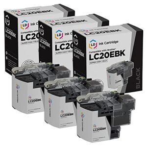 ld compatible ink cartridge replacement for brother lc20ebk super high yield (black, 3-pack)