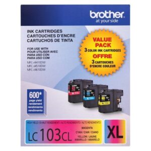 brother high yield color ink cartridge 3 pack – multicolor (lc1033pkc)