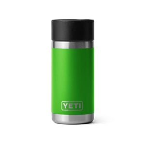 yeti rambler 12 oz bottle, stainless steel, vacuum insulated, with hot shot cap, canopy green