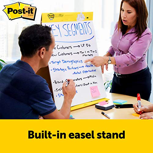 Post-it Super Sticky Portable Tabletop Easel Pad w/Dry Erase Panel, Great for Virtual Teachers and Students, 20x23 Inches, 20 Sheets/Pad, 2 Pads, Built-in Stand (563DE VAD 2PK) , White