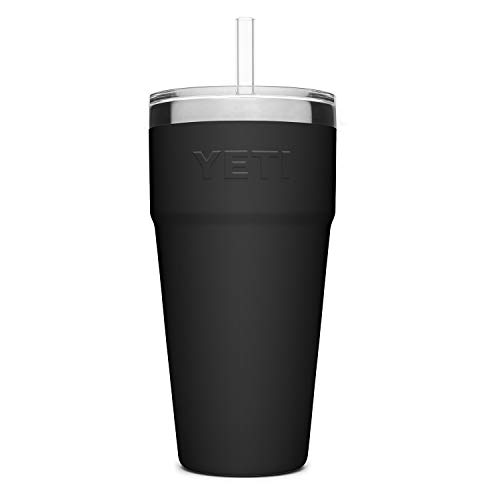 YETI Rambler 26 oz Straw Cup, Vacuum Insulated, Stainless Steel with Straw Lid, Black