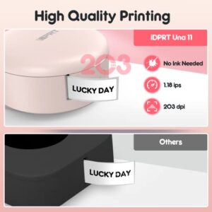 iDPRT Label Maker, UNA 11 Bluetooth Label Maker Machine with Tape, Mini Thermal Printer for 12-15mm Tape, Compatible with Android/iOS, Multi-templates for Home/Organization/Office Labeling, Pink