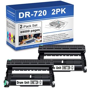 tcxlink dr720 compatible dr-720 black drum unit replacement for brother hl-5440dn dcp-8110dn mfc-8510dn printer toner.(2 pack)