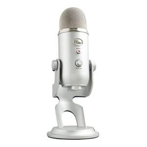 blue yeti usb microphone for pc, mac, gaming, recording, streaming, podcasting, studio and computer condenser mic with blue vo!ce effects, 4 pickup patterns, plug and play – silver