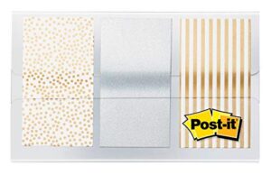 post-it flags, 60 count, 1 in wide, assorted metallic designs (682-metal), metallic solid, polka dots and stripes