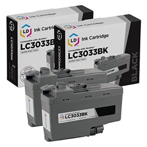 ld compatible ink cartridge replacements for brother lc3033bk super high yield (black, 2-pack)