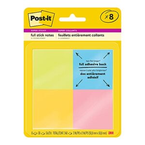 post-it f2208ssau super sticky full adhesive notes, 2″x2″, rio de janeiro colors, 8 pads/pack