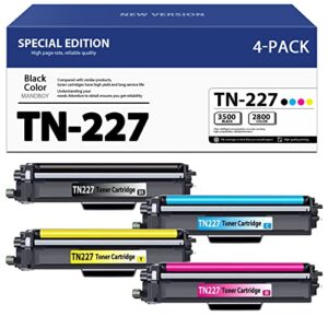 mandboy tn227 bk/c/m/y toner cartridge replacement for brother tn-227 compatible mfc-l3770cdw mfc-l3730cdw hl-3210cw hl-3230cdw hl-3270cdw hl-3230cdn dcp-l3510cdw dcp-l3550cdw printer 4 pack