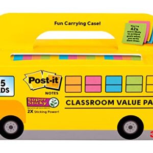 Post-it Super Sticky Notes, Classroom Value Pack, 35 Pads/Pack, 2X The Sticking Power, 3x3 in, Bright Colors (654-35SSBUS)