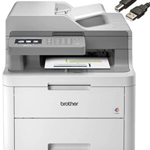 Brother MFC-L3710CW Compact Digital Color All-in-One Laser Printer, Print Scan Copy Fax, Wireless Printing, 19 ppm, Built-in Wireless, 600x600DPI, 512 MB, Bundle with Cefesfy Printer Cable