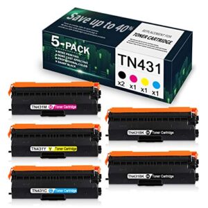 5 pack (2bk/1c/1y/1m) tn431bk tn431c tn431m tn431y compatible toner cartridge replacement for brother hl-l8260cdw dcp-l8410cdw mfc-l8610cdw l8690cdw l8900cdw l9570cdw printer, toner cartridge.