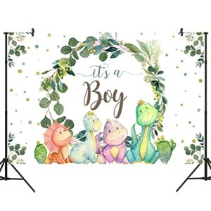 9x6ft it’s a boy backdrop baby shower cartoon dinosaur cactus and eucalyptus leaves photography background kids party supplies cake table decor banner photobooth props gift favors