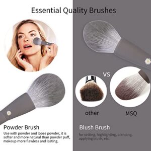 MSQ Make Up Brushes 10Pcs Makeup Brush Set Foundation Brush Blending Brush Synthetic Hair Powder Brushes Fan Brushes Eyeshadow Brushes Eye Brushes Set with Bag (Grey)