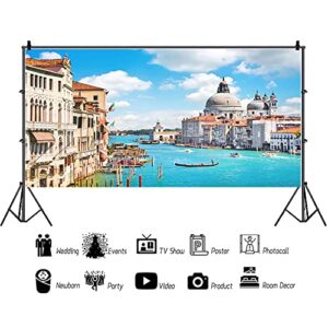 YongFoto 20x10ft Seaside City Backdrop Venice Town Italy Water Rivers City Streetscape Historical Culture Scenery Photography Background Baby Shower Birthday Party Decor Girl Adult Photo Studio Props