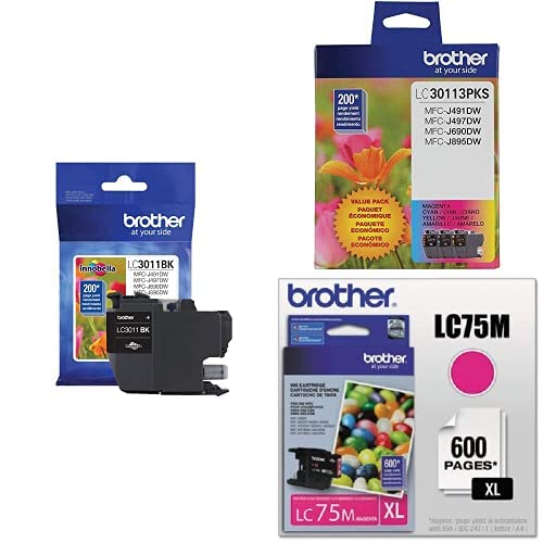 Brother Genuine LC3011BK, LC30113PKS Standard Yield Black/Cyan/Magenta/Yellow Ink Cartridge Set, LC3011