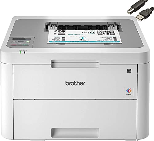 Brother HL-L3210CW Compact Digital Color Printer Providing Laser Printer Quality Results, Built-in Wireless, 250-sheet Paper Tray, 600 x 2400dpi, Works with Alexa, Bundle with Cefesfy Printer Cable