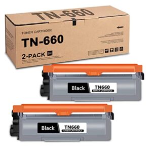 TN660 2 Pack High-Yield Black Toner Cartridge Twin Pack TN660 2PK Replacement for Brother TN6602PK TN-660 TN630 TN-630 (TN6602PK)