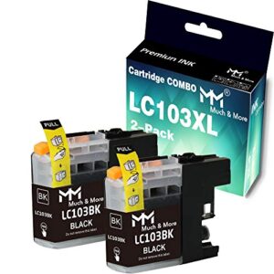 mm much & more compatible ink cartridge replacement for brother lc-103xl lc103xl lc103 xl lc103bk high yield for dcp-j4110dw dcp-j152w mfc-j285dw mfc-j870dw mfc-j245 mfc-j4310dw printer(black, 2-pack)