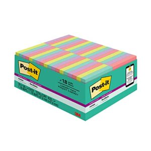 post-it® super sticky notes, 1-7/8″ x 1-7/8″, supernova neons collection, 90 sheets per pad, pack of 18 pads
