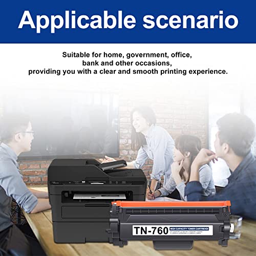 [3,500 Pages High Yield] Compatible TN-760 TN760 Toner Cartridge: Replacement for Brother TN760 Toner MFC-L2710DW MFC-L2750DW HL-L2350DW MFC-L2717DW DCP-L2550DW Printer TN7601PK Toner