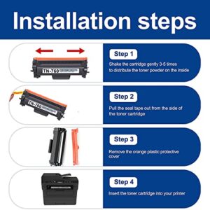 [3,500 Pages High Yield] Compatible TN-760 TN760 Toner Cartridge: Replacement for Brother TN760 Toner MFC-L2710DW MFC-L2750DW HL-L2350DW MFC-L2717DW DCP-L2550DW Printer TN7601PK Toner