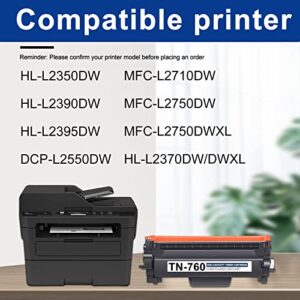 [3,500 Pages High Yield] Compatible TN-760 TN760 Toner Cartridge: Replacement for Brother TN760 Toner MFC-L2710DW MFC-L2750DW HL-L2350DW MFC-L2717DW DCP-L2550DW Printer TN7601PK Toner